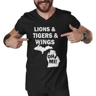 Lions Tigers Wings Oh Mi Vintage T-Shirt Graphic Design Printed Casual Daily Basic Men V-Neck Tshirt - Thegiftio UK