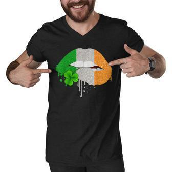 Lips Sexy Green Irish Leopard Flag Shamrock St Patricks Day Men V-Neck Tshirt - Thegiftio UK