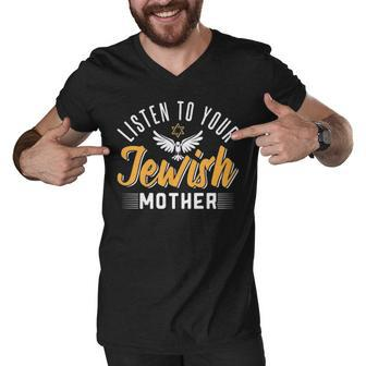 Listen To Your Jewish Mother Men V-Neck Tshirt - Thegiftio UK