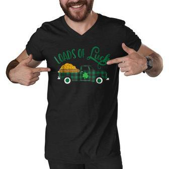 Loads Of Luck - St Pattys Day Vintage Pickup Truck Men V-Neck Tshirt - Thegiftio UK