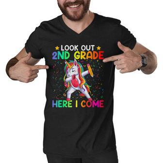 Look Out Second Grade Here I Come Unicorn Dabbing 2Nd Grader Men V-Neck Tshirt - Thegiftio UK
