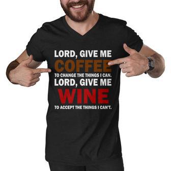 Lord Give Me Coffee Wine Men V-Neck Tshirt - Monsterry DE