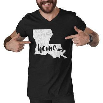 Louisiana Home State Men V-Neck Tshirt - Monsterry CA