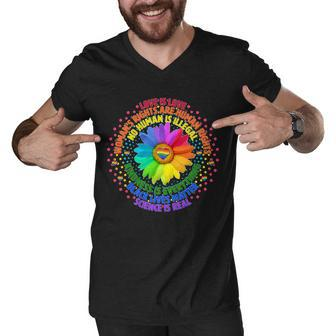 Love Is Love Rainbow Flower Unity Tshirt Men V-Neck Tshirt - Monsterry UK