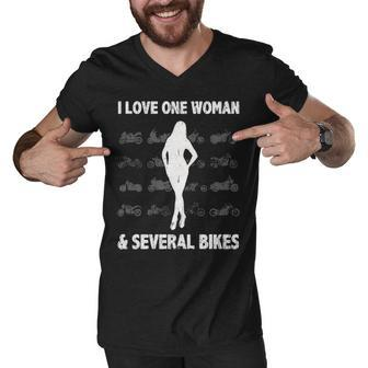 Love One Woman & Several Bikes Men V-Neck Tshirt - Seseable