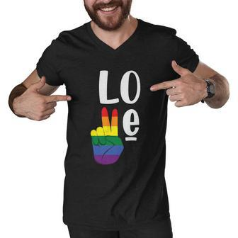 Love Peace Lgbt Gay Pride Lesbian Bisexual Ally Quote Men V-Neck Tshirt - Monsterry DE