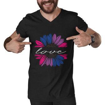 Love Sunflower Floral Lgbt Bisexual Pride Month Men V-Neck Tshirt - Monsterry