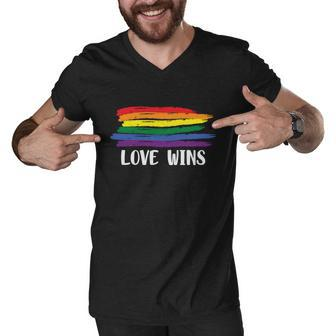 Love Wins Lgbt Gay Pride Lesbian Bisexual Ally Quote V2 Men V-Neck Tshirt - Monsterry AU