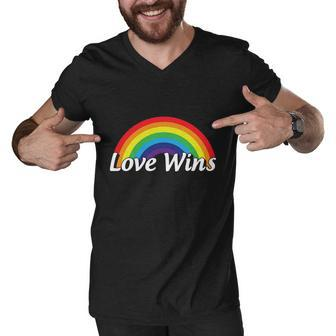 Love Wins Lgbt Rainbow Flag Pride Month Men V-Neck Tshirt - Monsterry DE