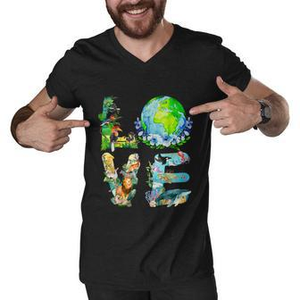 Love World Earth Day 2022 Planet Environmental Animal Tshirt Men V-Neck Tshirt - Monsterry UK