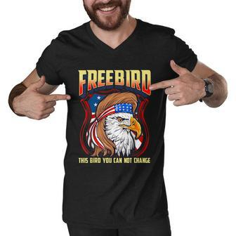 Lyriclyfe Free Bird Usa Eagle Graphic Design Printed Casual Daily Basic Men V-Neck Tshirt - Thegiftio UK
