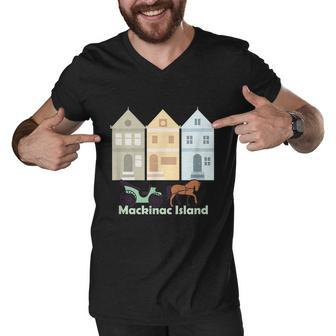 Mackinac Island Graphic Design Printed Casual Daily Basic Men V-Neck Tshirt - Thegiftio UK