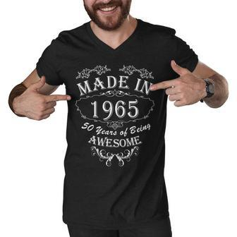 Made In 1965 50 Years Of Being Awesome Men V-Neck Tshirt - Thegiftio UK