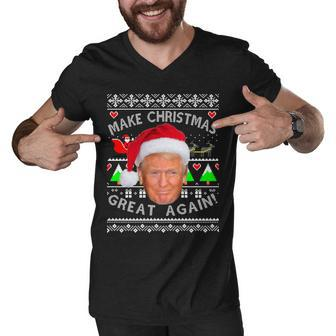 Make Christmas Great Again Donald Trump Ugly Christmas Sweater Tshirt Men V-Neck Tshirt - Monsterry AU