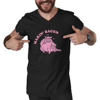 Makin Making Bacon Pig V2 Men V-Neck Tshirt - Thegiftio UK