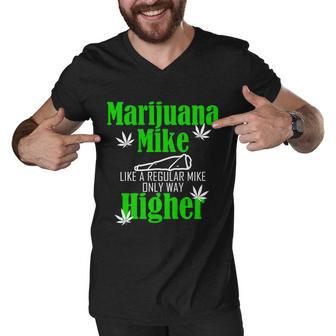 Marijuana Mike Funny Weed 420 Cannabis Men V-Neck Tshirt - Monsterry