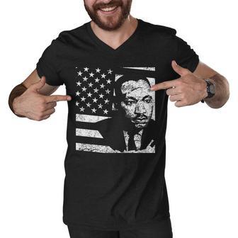 Martin Luther King Jr Distressed Mlk Flag Men V-Neck Tshirt - Monsterry DE