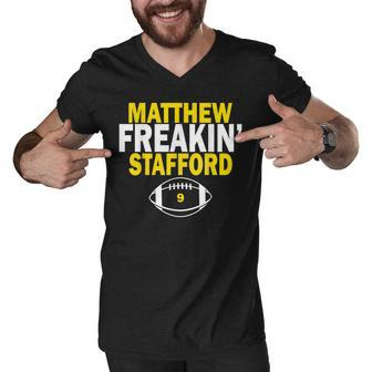 Matthew Freakin Stafford Number 9 Men V-Neck Tshirt - Thegiftio UK