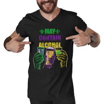 May Contain Alcohol Mardi Gras Tshirt Men V-Neck Tshirt - Monsterry AU