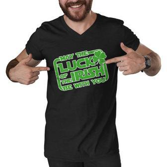 May The Luck Of The Irish Be With You Graphic Design Printed Casual Daily Basic Men V-Neck Tshirt - Thegiftio UK