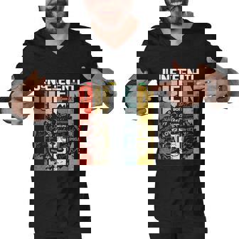 Melanin Black Women Natural Hair Afro Juneteenth Flag Cool Gift Men V-Neck Tshirt - Thegiftio