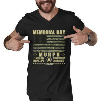 Memorial Day Murph Workout Camo Usa American Flag Men V-Neck Tshirt - Monsterry