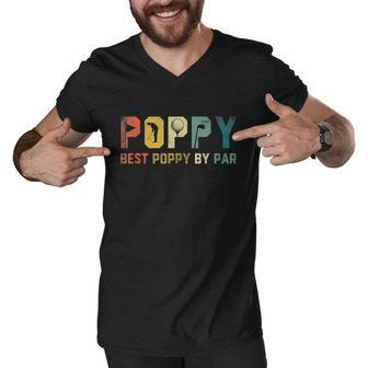 Mens Best Poppy By Par Fathers Day Gift Golf Golfer Graphic Design Printed Casual Daily Basic Men V-Neck Tshirt - Thegiftio UK