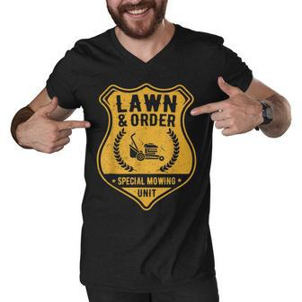 Mens Fathers Day Gardening Gift Lawn & Order Special Mowing Unit Men V-Neck Tshirt - Thegiftio UK