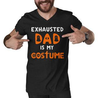 Mens Funny Dad Halloween Costume Tired Dad Mom Baby Matching Gift Men V-Neck Tshirt - Thegiftio UK