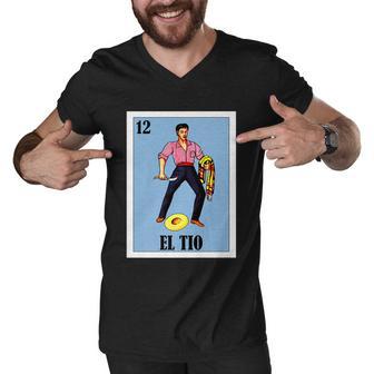 Mens Mexican Bingo Regalo Para Tio Lottery Parody El Tio Men V-Neck Tshirt - Monsterry