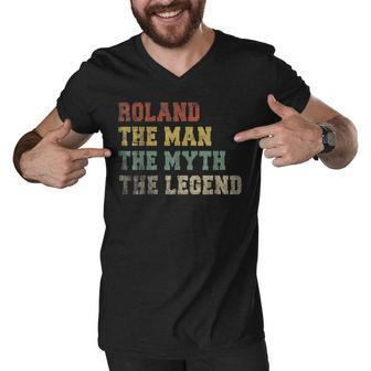 Mens Roland Name Personalized The Man The Myth The Legend Men V-Neck Tshirt - Thegiftio UK