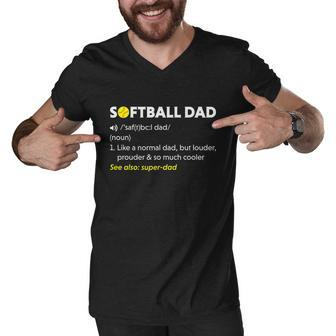 Mens Softball Dad Shirt Fathers Day Gift From Wife Son Daughter Men V-Neck Tshirt - Thegiftio UK