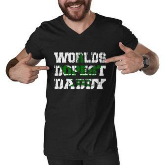 Mens Worlds Dopest Dad Trippy And High Marijuana Stoner Men V-Neck Tshirt - Monsterry UK