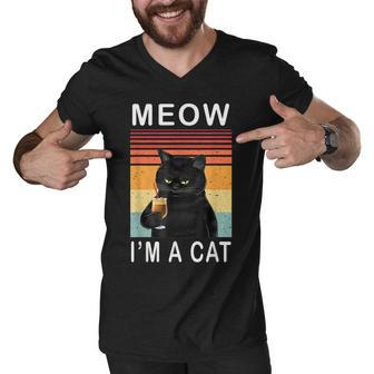 Meow Im A Cat - Black Cat Men V-Neck Tshirt - Thegiftio UK