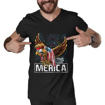 Merica Bald Eagle Mullet 4Th Of July American Flag Patriotic Funny Gift Men V-Neck Tshirt - Monsterry DE