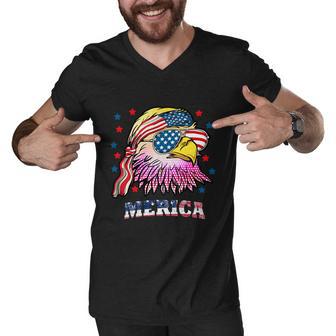 Merica Bald Eagle Mullet American Flag 4Th Of July Gift Men V-Neck Tshirt - Monsterry CA