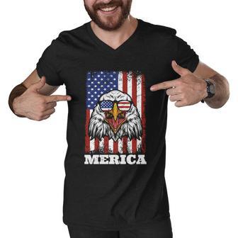 Merica Eagle Mullet 4Th Of July American Flag Stars Stripes Gift Men V-Neck Tshirt - Monsterry CA