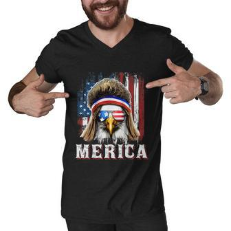 Merica Eagle Mullet 4Th Of July American Flag Stars Stripes Men V-Neck Tshirt - Monsterry UK