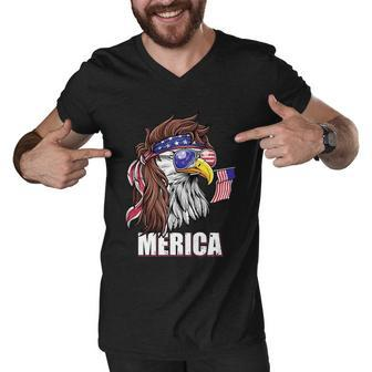 Merica Eagle Mullet 4Th Of July Usa American Flag Patriotic Great Gift Men V-Neck Tshirt - Monsterry