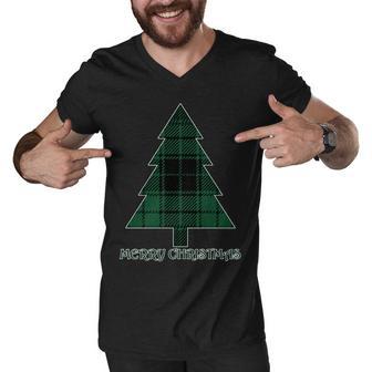 Merry Christmas Plaited Tree Tshirt Men V-Neck Tshirt - Monsterry UK