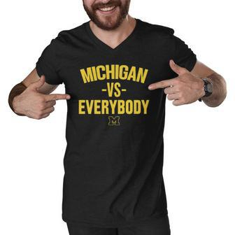 Michigan Vs Everybody Men V-Neck Tshirt - Thegiftio UK