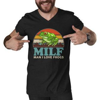 Milf Man I Love Frogs Tshirt Men V-Neck Tshirt - Monsterry