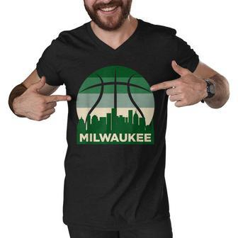 Milwaukee Basketball 2022 B-Ball City Retro Vintage Men V-Neck Tshirt - Thegiftio UK