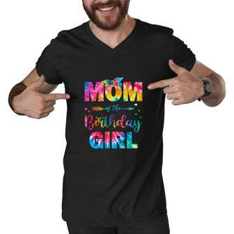 Mom Of The Birthday Girl Funny Mama Tie Dye Men V-Neck Tshirt - Monsterry CA