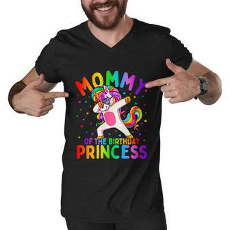 Mommy Of The Birthday Princess Girl Cool Gift Dabbing Unicorn Mom Gift Men V-Neck Tshirt - Monsterry