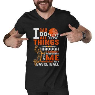 Motivational Basketball Christianity Quote Christian Basketball Bible Verse Men V-Neck Tshirt - Monsterry UK