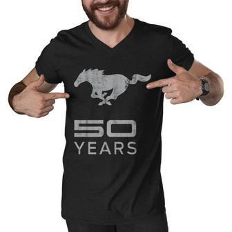 Mustang 50 Years Tshirt Men V-Neck Tshirt - Monsterry AU