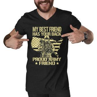 My Best Friend Has Your Back Proud Army Friend Military Gift Men V-Neck Tshirt - Thegiftio UK