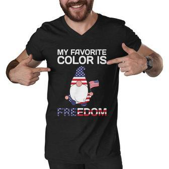 My Favorite Color Is Freedom 4Th Of July Gnome Usa Flag Graphic Plus Size Shirt Men V-Neck Tshirt - Monsterry CA