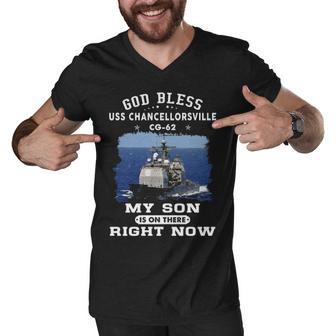 My Son Is On Uss Chancellorsville Cg Men V-Neck Tshirt - Monsterry DE